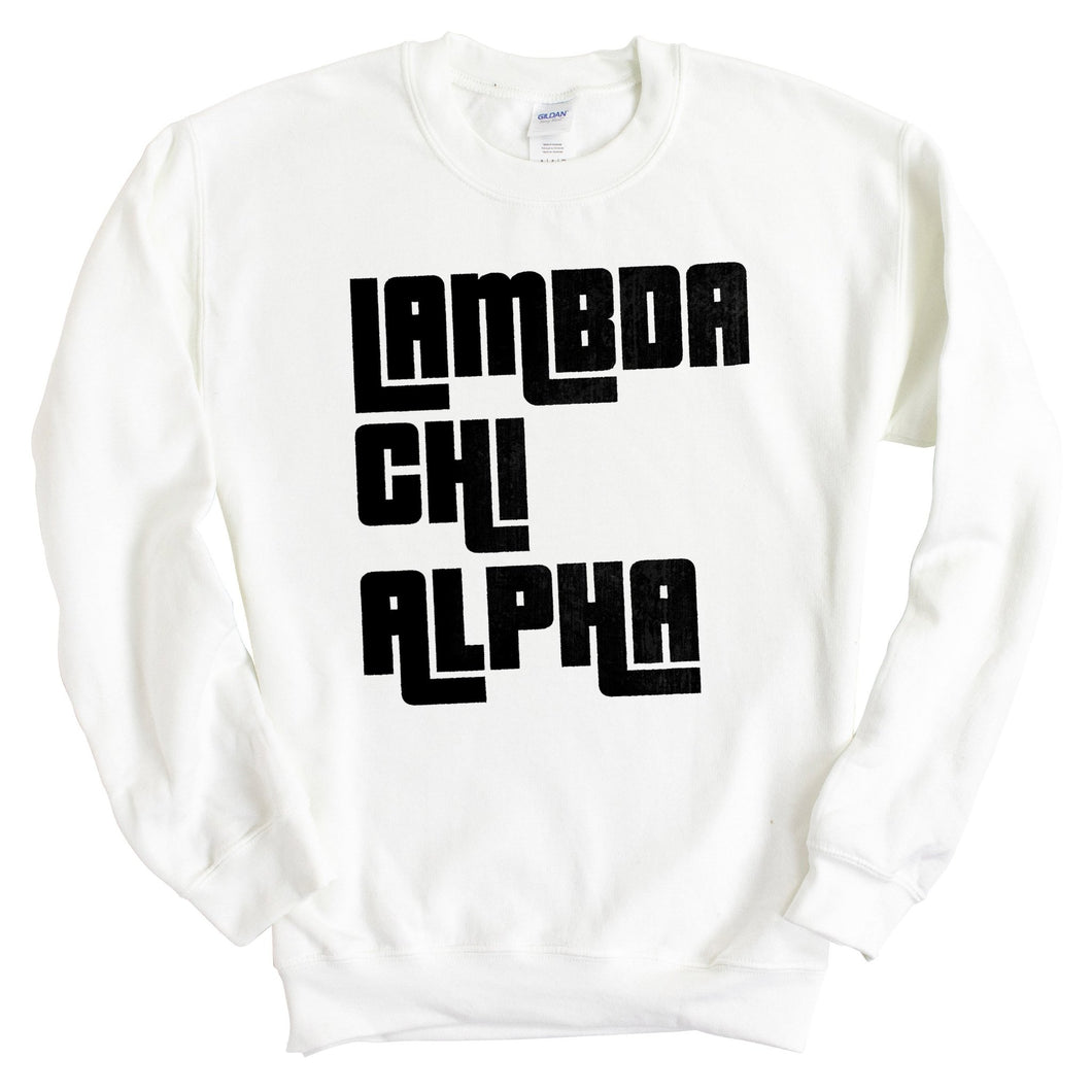 Lambda Chi Alpha Sweatshirt - Lambda Chi Stacked Letters Crewneck Sweatshirt - Kite and Crest