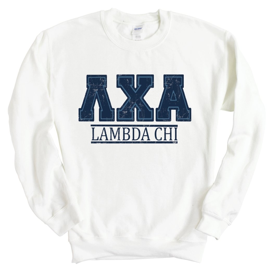 Lambda Chi Alpha Sweatshirt - Lambda Chi Washed Letters Crewneck Sweatshirt - Kite and Crest