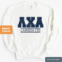 Load image into Gallery viewer, Lambda Chi Alpha Sweatshirt - Lambda Chi Washed Letters Crewneck Sweatshirt - Kite and Crest
