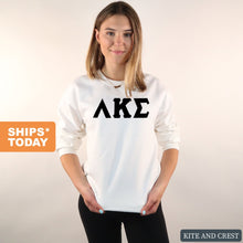 Load image into Gallery viewer, Lambda Kappa Sigma Basic Black Letters Crewneck Sweatshirt - Kite and Crest
