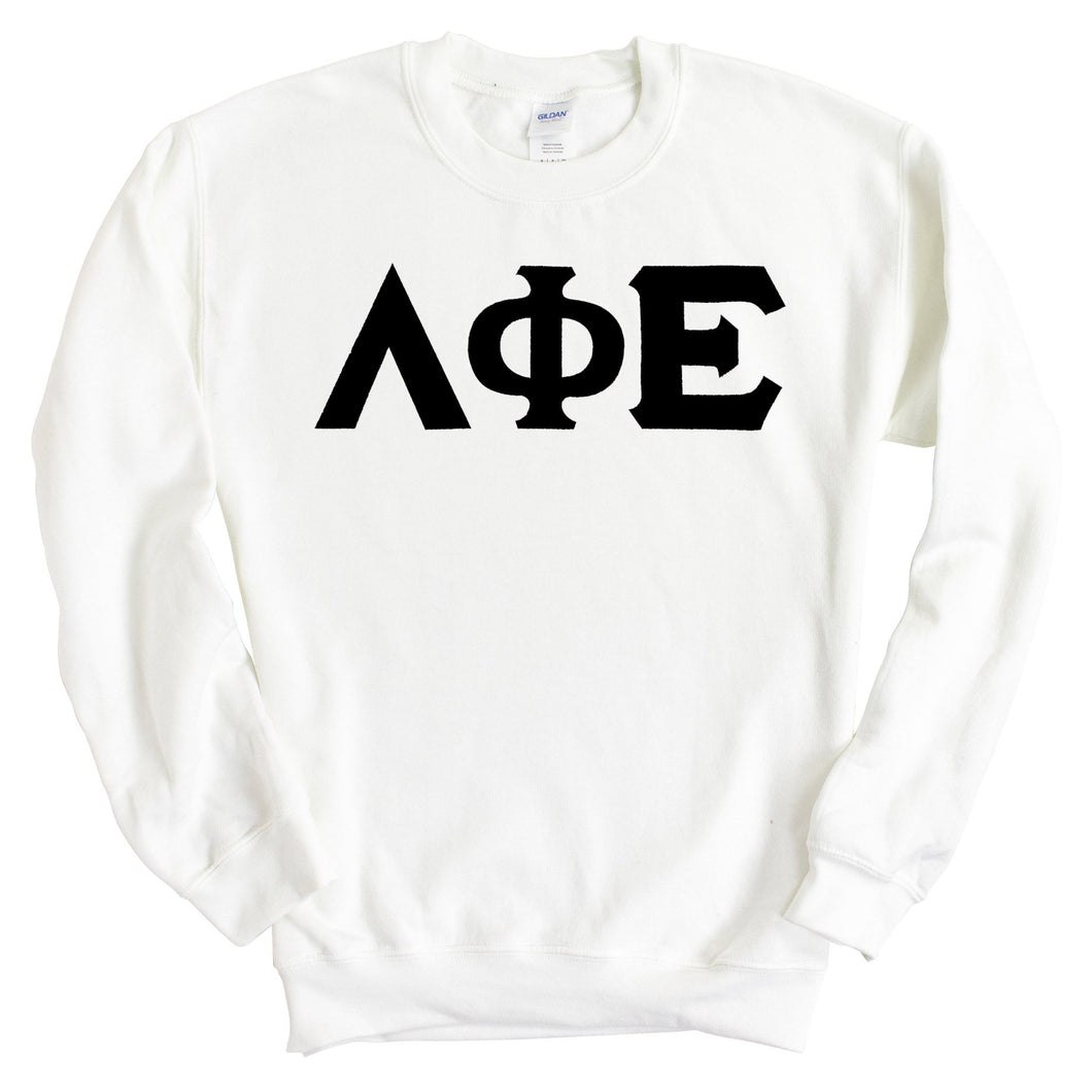 Lambda Phi Epsilon Basic Black Letters Sweatshirt - Fraternity Crewneck Sweatshirt - Kite and Crest