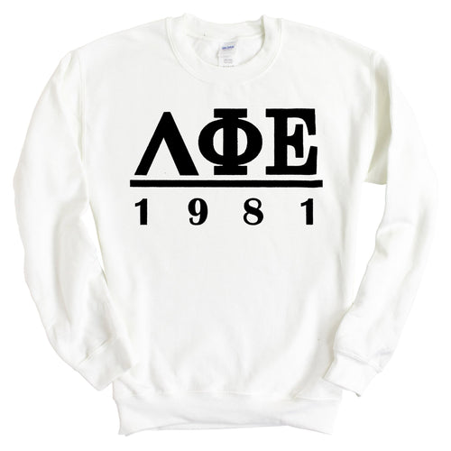 Lambda Phi Epsilon Black Letter Sweatshirt - Fraternity Crewneck Sweatshirt - Kite and Crest