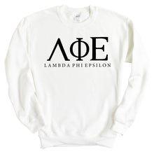 Load image into Gallery viewer, Lambda Phi Epsilon Block Letter Sweatshirt - Fraternity Crewneck Sweatshirt - Kite and Crest
