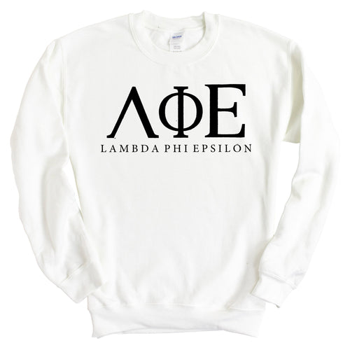 Lambda Phi Epsilon Block Letter Sweatshirt - Fraternity Crewneck Sweatshirt - Kite and Crest