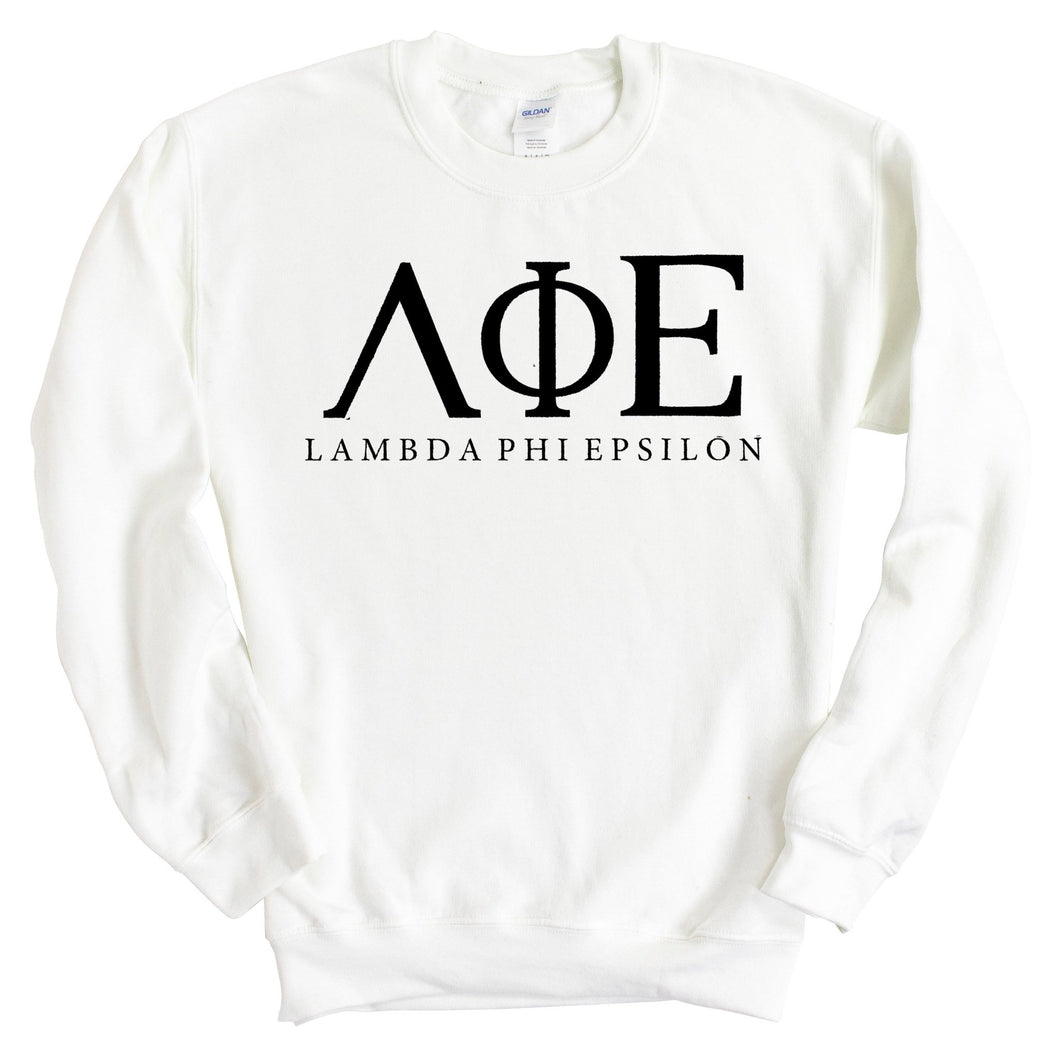 Lambda Phi Epsilon Block Letter Sweatshirt - Fraternity Crewneck Sweatshirt - Kite and Crest