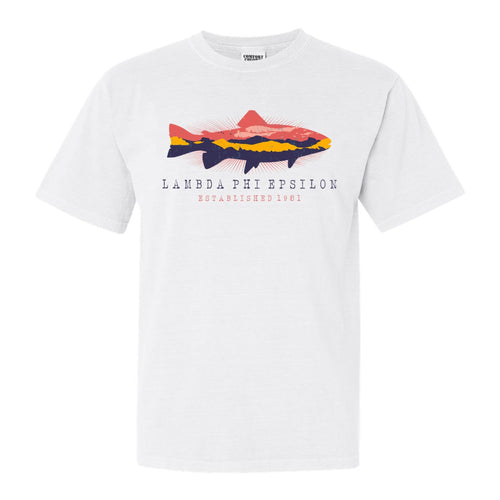 Lambda Phi Epsilon Fishing Comfort Colors T-Shirt - Fraternity Tee - Kite and Crest