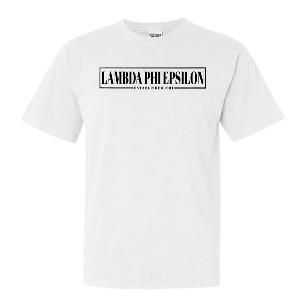 Lambda Phi Epsilon Fraternal Block Comfort Colors T-Shirt - Fraternity Tee - Kite and Crest