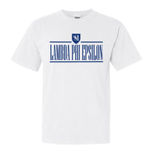 Load image into Gallery viewer, Lambda Phi Epsilon Shield Comfort Colors T-Shirt - Fraternity Tee - Kite and Crest

