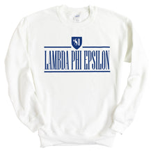 Load image into Gallery viewer, Lambda Phi Epsilon Shield Sweatshirt - Fraternity Crewneck Sweatshirt - Kite and Crest
