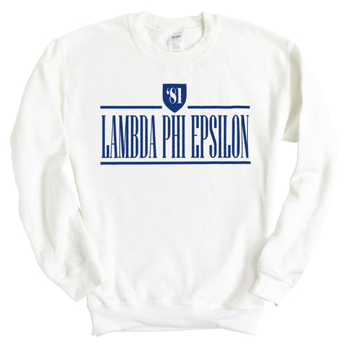 Lambda Phi Epsilon Shield Sweatshirt - Fraternity Crewneck Sweatshirt - Kite and Crest