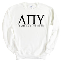 Load image into Gallery viewer, Lambda Pi Upsilon Block Letter Crewneck Sweatshirt - Kite and Crest
