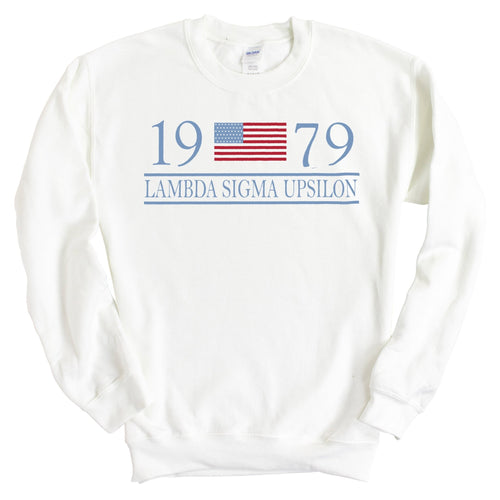 Lambda Sigma Upsilon Flag Year Sweatshirt - Fraternity Crewneck Sweatshirt - Kite and Crest