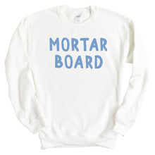 Load image into Gallery viewer, Mortar Board Blue Bubble Letters Crewneck Sweatshirt - Kite and Crest
