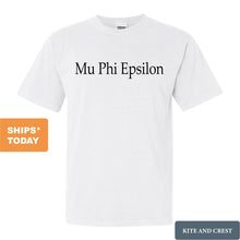 Load image into Gallery viewer, Mu Phi Epsilon Clean and Simple Comfort Colors T-Shirt - Kite and Crest
