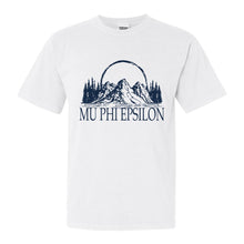 Load image into Gallery viewer, Mu Phi Epsilon Weekend in the Mountains Comfort Colors T-Shirt - Kite and Crest
