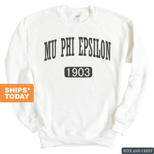 Load image into Gallery viewer, Mu Phi Epsilon Weekender Sweatshirt - Fraternity Crewneck Sweatshirt - Kite and Crest
