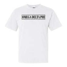 Load image into Gallery viewer, Omega Delta Phi Fraternal Block Comfort Colors T-Shirt - Fraternity Tee - Kite and Crest
