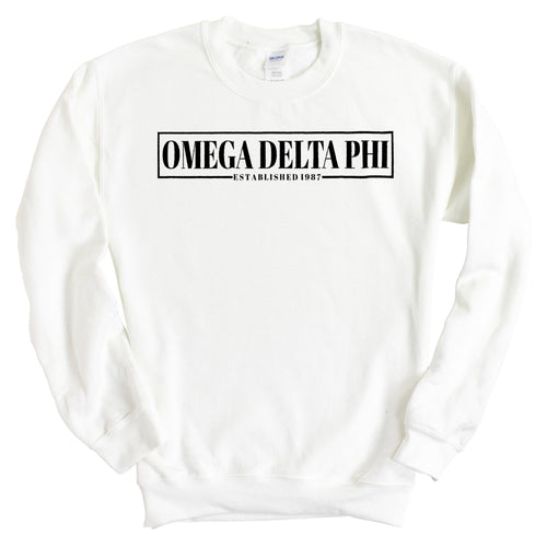 Omega Delta Phi Fraternal Block Sweatshirt - Fraternity Crewneck Sweatshirt - Kite and Crest