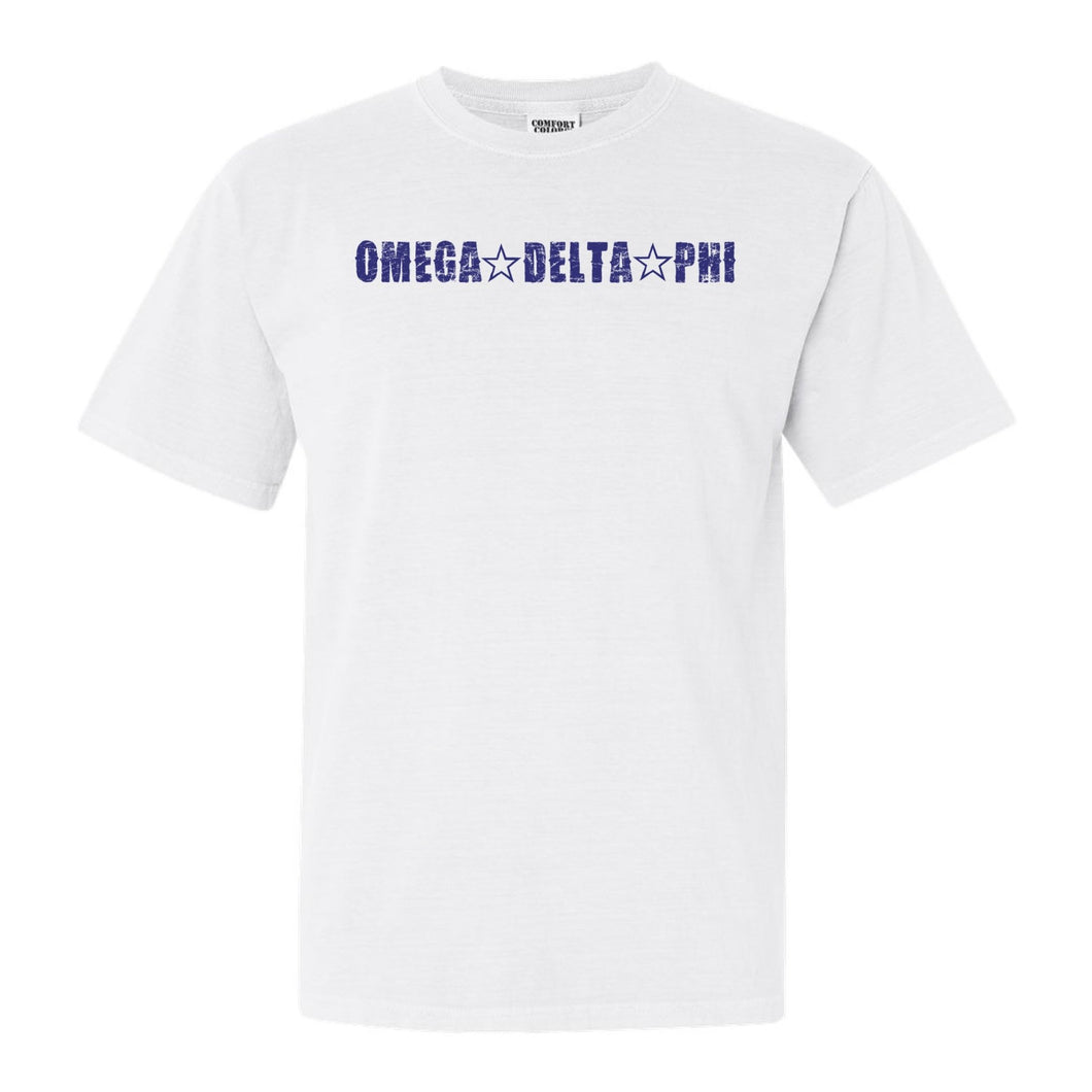 Omega Delta Phi Fraternal Star Comfort Colors T-Shirt - Fraternity Tee - Kite and Crest