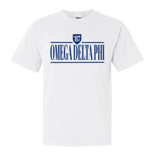 Load image into Gallery viewer, Omega Delta Phi Shield Comfort Colors T-Shirt - Fraternity Tee - Kite and Crest
