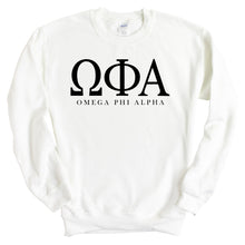 Load image into Gallery viewer, Omega Phi Alpha Block Letter Crewneck Sweatshirt - Kite and Crest
