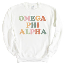 Load image into Gallery viewer, Omega Phi Alpha Bright and Colorful Crewneck Sweatshirt - Kite and Crest
