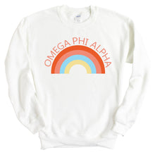Load image into Gallery viewer, Omega Phi Alpha Colorful Rainbow Crewneck Sweatshirt - Kite and Crest
