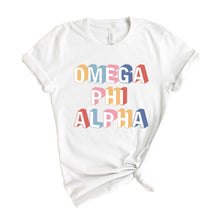 Load image into Gallery viewer, Omega Phi Alpha Retro T-shirt - Kite and Crest
