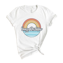 Load image into Gallery viewer, Omega Phi Alpha Wavy Rainbow T-shirt - Kite and Crest
