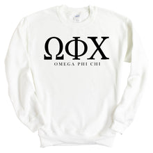 Load image into Gallery viewer, Omega Phi Chi Block Letter Crewneck Sweatshirt - Kite and Crest
