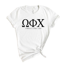 Load image into Gallery viewer, Omega Phi Chi Block Letter T-shirt - Kite and Crest
