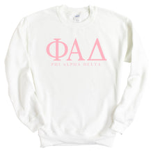 Load image into Gallery viewer, Phi Alpha Delta Classic Pink Letters Sweatshirt - Fraternity Crewneck Sweatshirt - Kite and Crest
