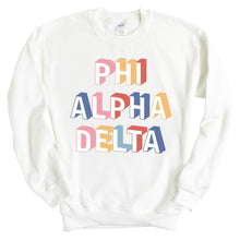 Load image into Gallery viewer, Phi Alpha Delta Colorful 3D Sweatshirt - Fraternity Crewneck Sweatshirt - Kite and Crest
