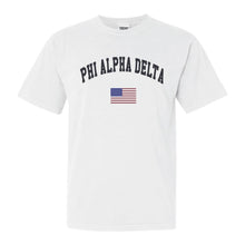 Load image into Gallery viewer, Phi Alpha Delta Traditional Flag Comfort Colors T-Shirt - Kite and Crest
