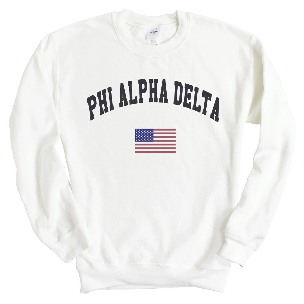 Phi Alpha Delta Traditional Flag Sweatshirt - Fraternity Crewneck Sweatshirt - Kite and Crest