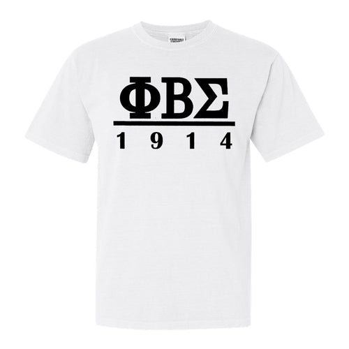 Phi Beta Sigma Black Letter Comfort Colors T-Shirt - Fraternity Tee - Kite and Crest