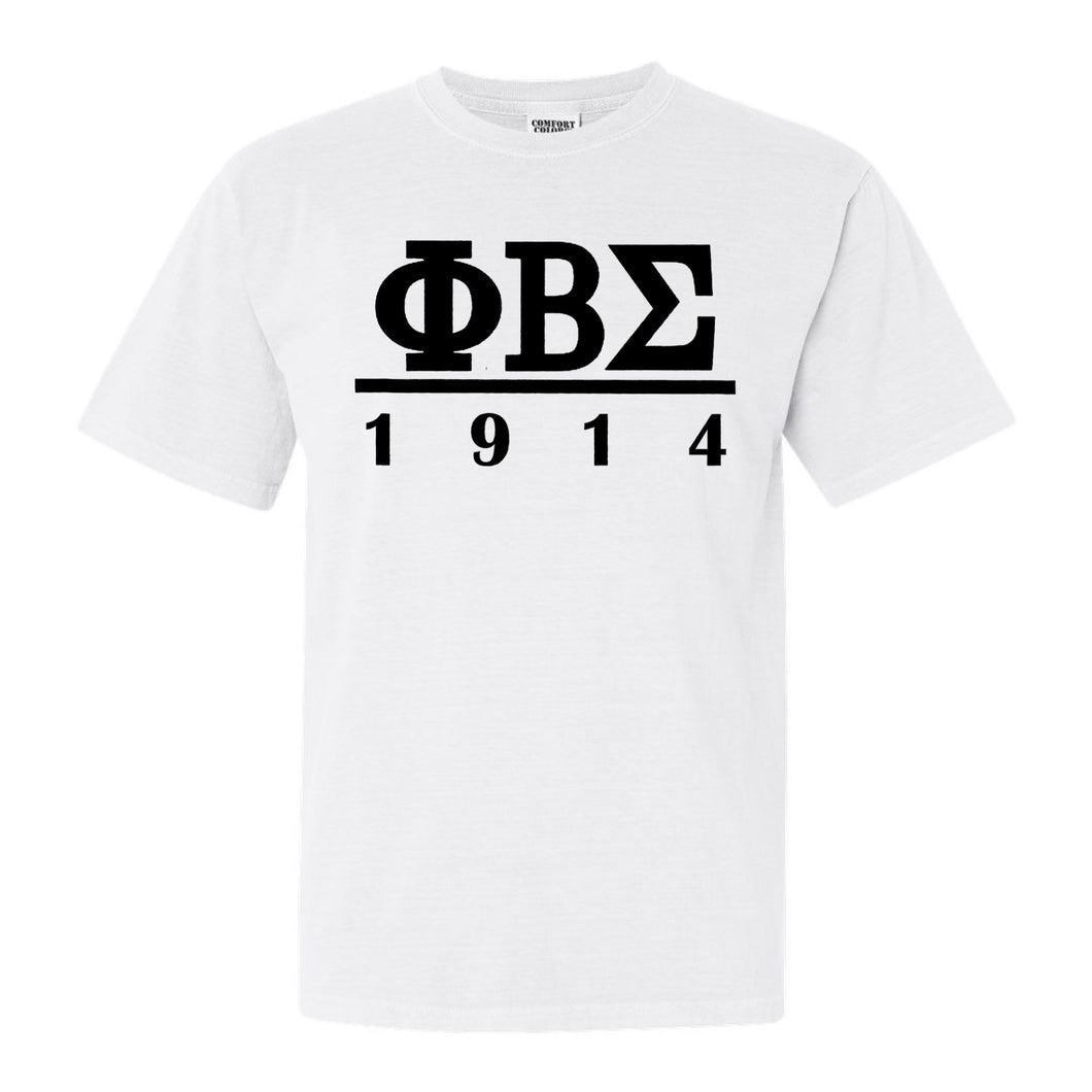 Phi Beta Sigma Black Letter Comfort Colors T-Shirt - Fraternity Tee - Kite and Crest