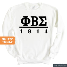 Load image into Gallery viewer, Phi Beta Sigma Black Letter Sweatshirt - Fraternity Crewneck Sweatshirt - Kite and Crest
