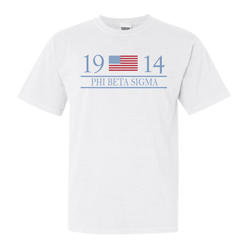 Phi Beta Sigma Flag Year Comfort Colors T-Shirt - Fraternity Tee - Kite and Crest