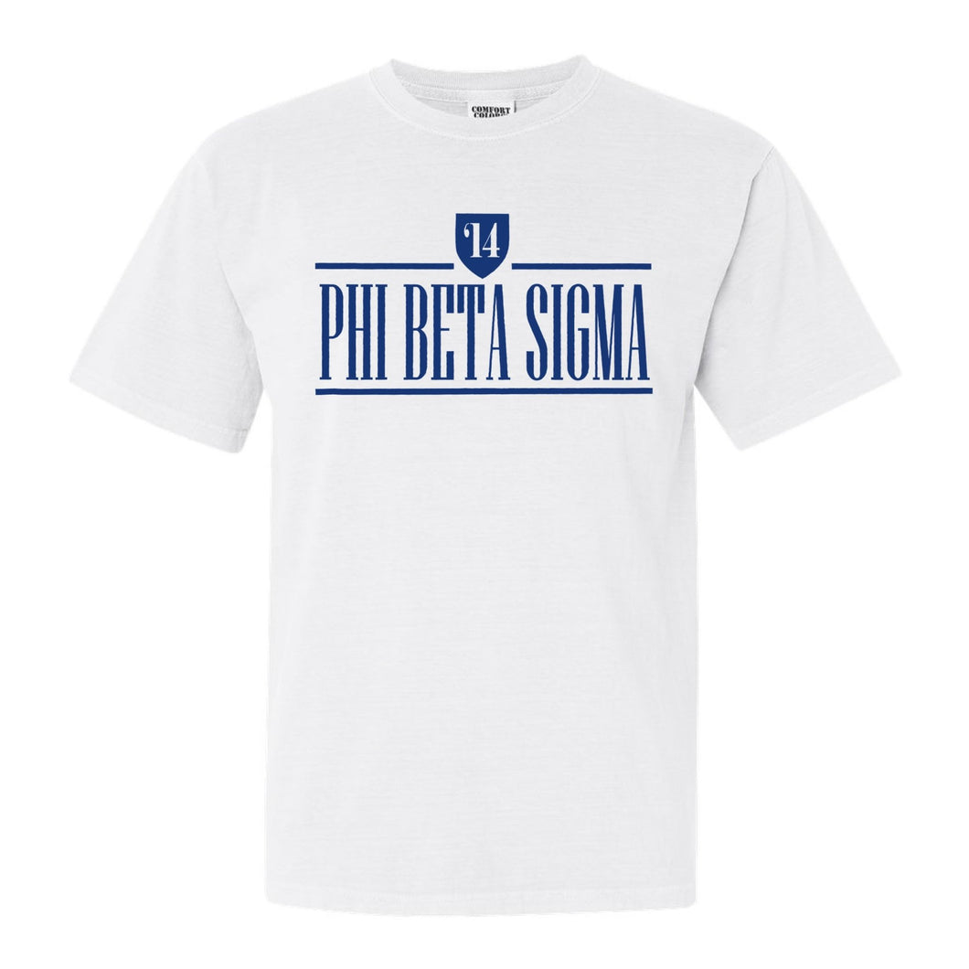 Phi Beta Sigma Shield Comfort Colors T-Shirt - Fraternity Tee - Kite and Crest