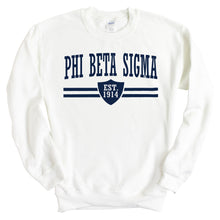 Load image into Gallery viewer, Phi Beta Sigma Striped Shield Sweatshirt - Fraternity Crewneck Sweatshirt - Kite and Crest
