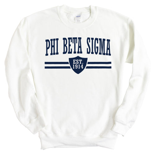 Phi Beta Sigma Striped Shield Sweatshirt - Fraternity Crewneck Sweatshirt - Kite and Crest