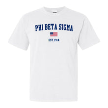 Load image into Gallery viewer, Phi Beta Sigma USA Flag Comfort Colors T-Shirt - Fraternity Tee - Kite and Crest
