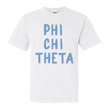 Load image into Gallery viewer, Phi Chi Theta Blue Cotton Candy Comfort Colors T-Shirt - Kite and Crest
