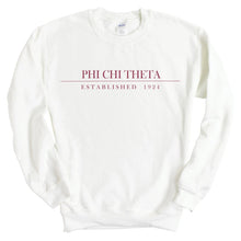 Load image into Gallery viewer, Phi Chi Theta Boyfriend Sweatshirt - Fraternity Crewneck Sweatshirt - Kite and Crest
