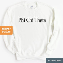 Load image into Gallery viewer, Phi Chi Theta Clean and Simple Sweatshirt - Fraternity Crewneck Sweatshirt - Kite and Crest
