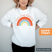 Load image into Gallery viewer, Phi Chi Theta Happy Days Sweatshirt - Fraternity Crewneck Sweatshirt - Kite and Crest
