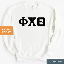 Load image into Gallery viewer, Phi Chi Theta Keeping it Simple Sweatshirt - Fraternity Crewneck Sweatshirt - Kite and Crest
