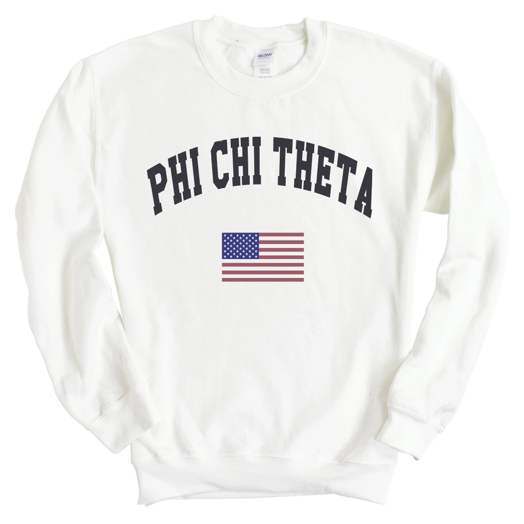 Phi Chi Theta Traditional Flag Sweatshirt - Fraternity Crewneck Sweatshirt - Kite and Crest