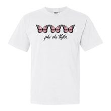 Load image into Gallery viewer, Phi Chi Theta Trendy Butterfly Comfort Colors T-Shirt - Kite and Crest
